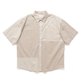 (ST451) Stripe Patchwork Short Sleeve Shirt