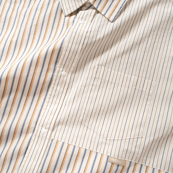(ST451) Stripe Patchwork Short Sleeve Shirt