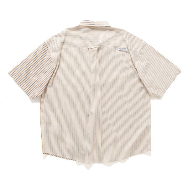(ST451) Stripe Patchwork Short Sleeve Shirt