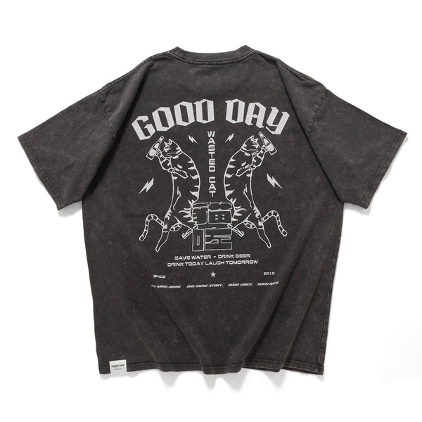 (ZT1653) Wasted Cat Graphic Tee