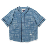 (ST457) Jacquard Denim Baseball Shirt
