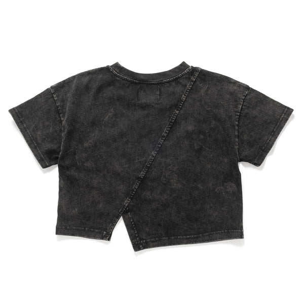 (TP1598) Washed Cropped Split Tee