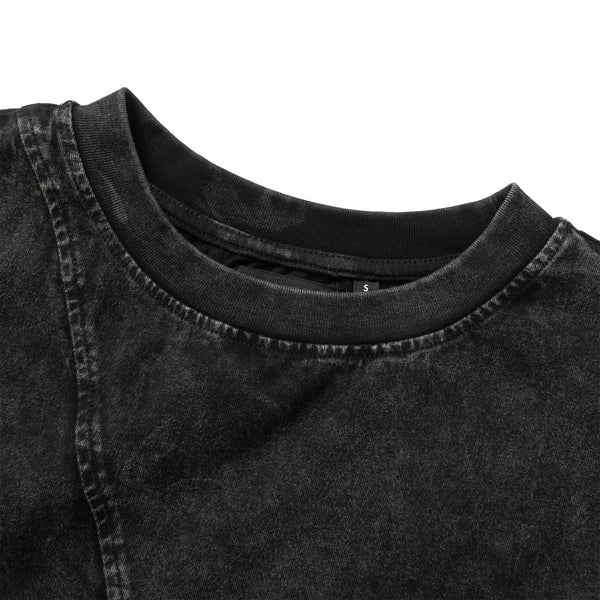 (TP1598) Washed Cropped Split Tee