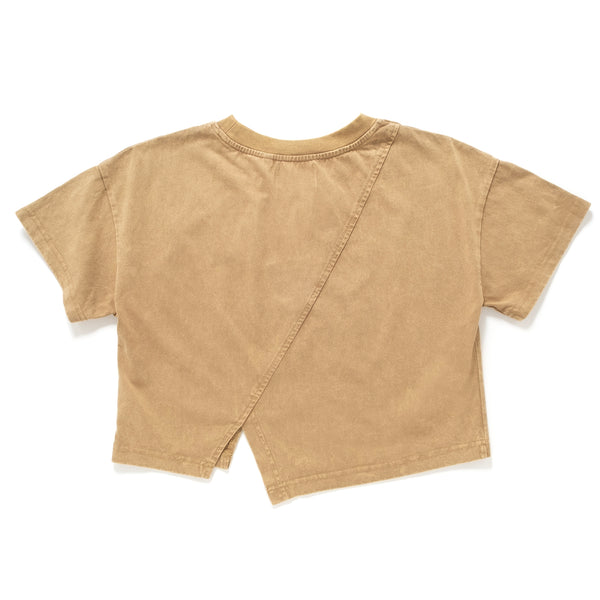 (TP1598) Washed Cropped Split Tee