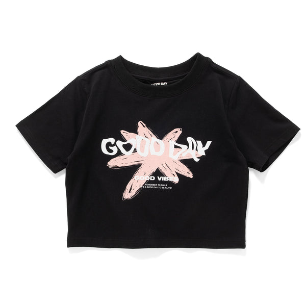 (ZT1677) Flower Graphic Cropped Tee