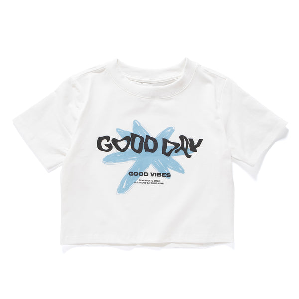 (ZT1677) Flower Graphic Cropped Tee