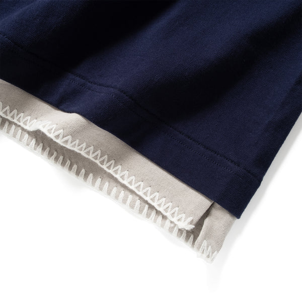 (ZT1674) Stitching Fake Layer Pocket Tee