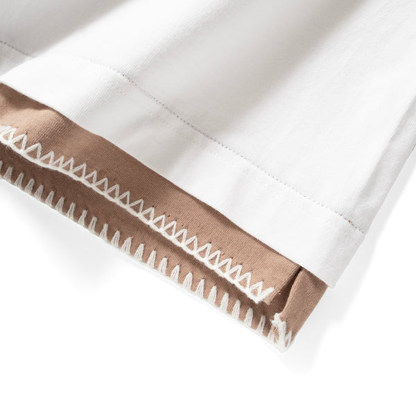 (ZT1674) Stitching Fake Layer Pocket Tee