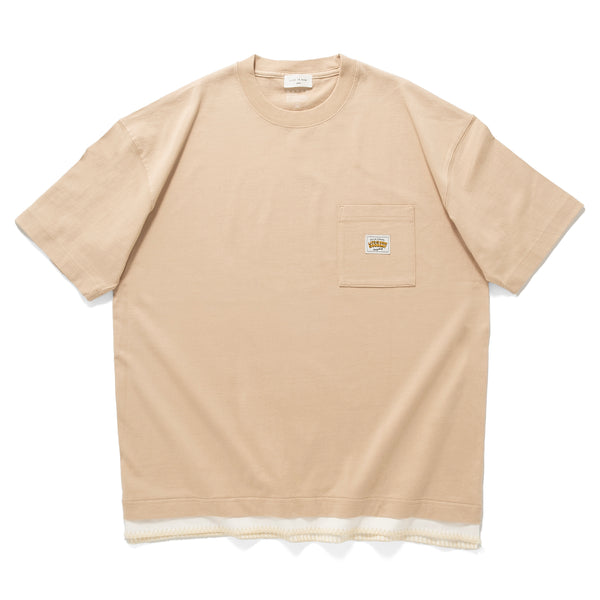 (ZT1674) Stitching Fake Layer Pocket Tee