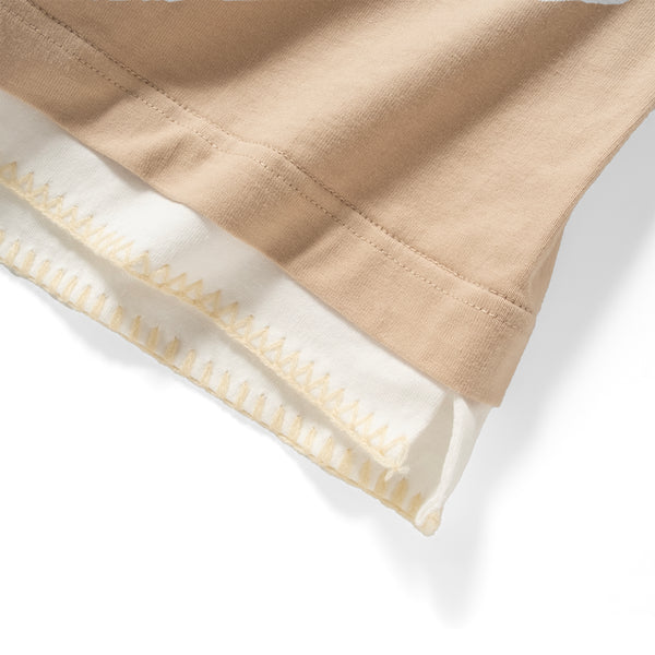 (ZT1674) Stitching Fake Layer Pocket Tee