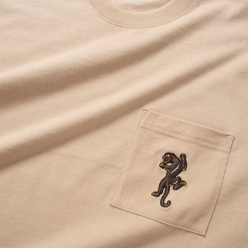 (ZT1682) Panther Embroidery Pocket Tee