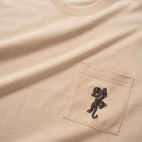 (ZT1682) Panther Embroidery Pocket Tee