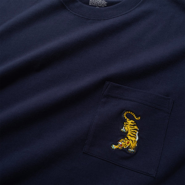 (ZT1681) Tiger Embroidery Pocket Tee