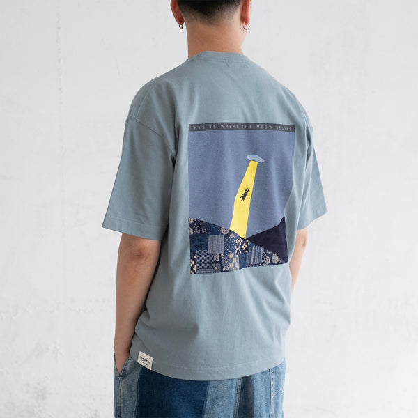 (ZT1685) Meow Begins Patchwork Pocket Tee