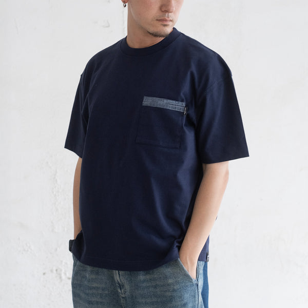 (ZT1686) Swimming Cat Patchwork Pocket Tee