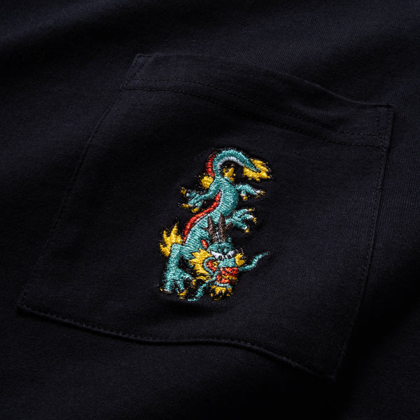 (ZT1680) Dragon Embroidery Pocket Tee