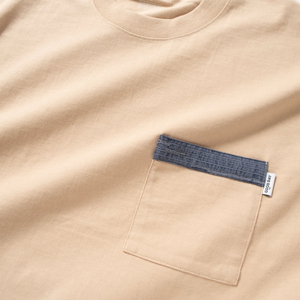 (ZT1686) Swimming Cat Patchwork Pocket Tee