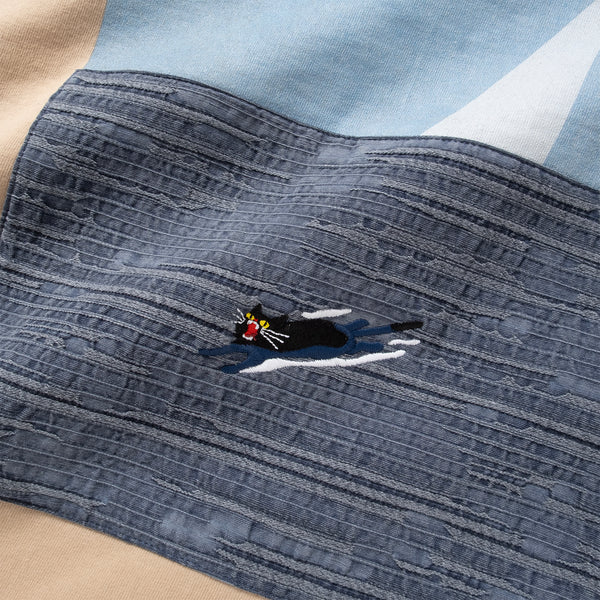 (ZT1686) Swimming Cat Patchwork Pocket Tee