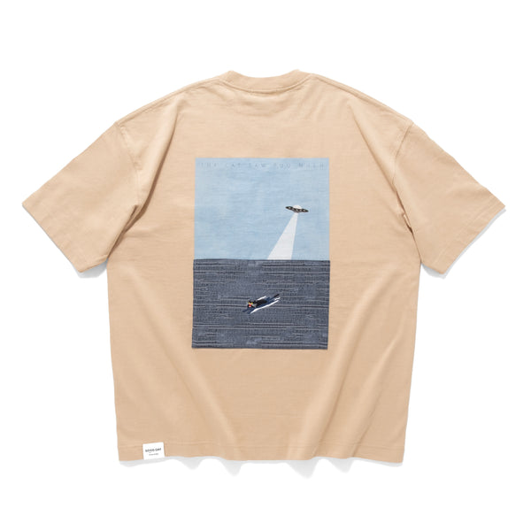 (ZT1686) Swimming Cat Patchwork Pocket Tee