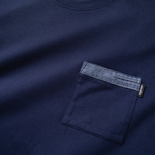 (ZT1686) Swimming Cat Patchwork Pocket Tee