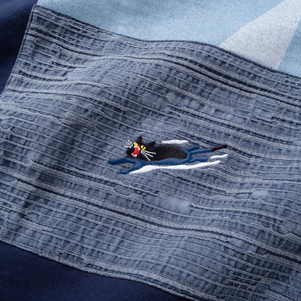 (ZT1686) Swimming Cat Patchwork Pocket Tee