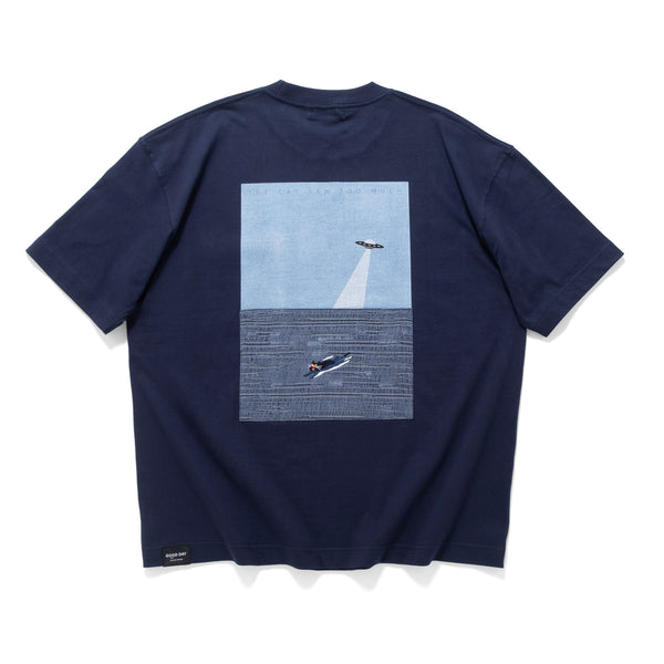 (ZT1686) Swimming Cat Patchwork Pocket Tee