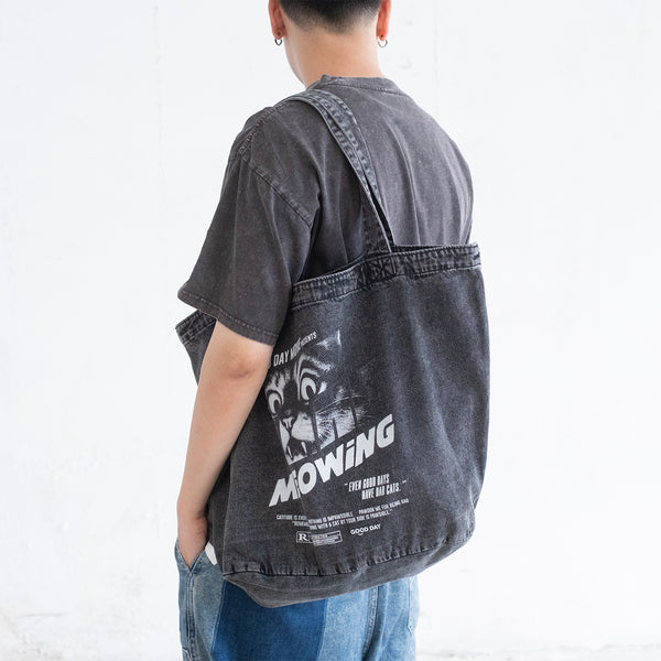 (ZB540) The Meowing Washed Tote Bag