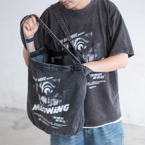 (ZB540) The Meowing Washed Tote Bag