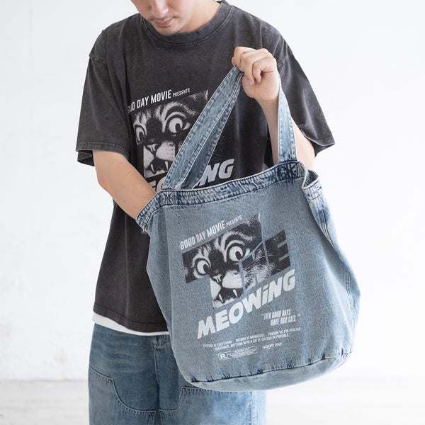 (ZB540) The Meowing Washed Tote Bag