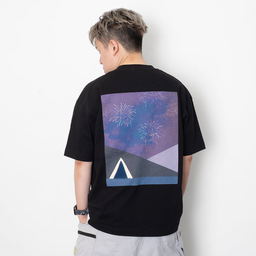 (ZT1435) Firework Graphic Embroidery Tee