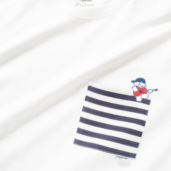 (EX592) Band Embroidery Pocket Tee