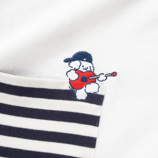 (EX592) Band Embroidery Pocket Tee