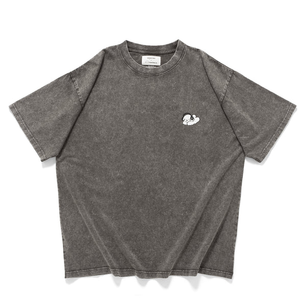 (EX594) Music Graphic Embroidery Washed Tee