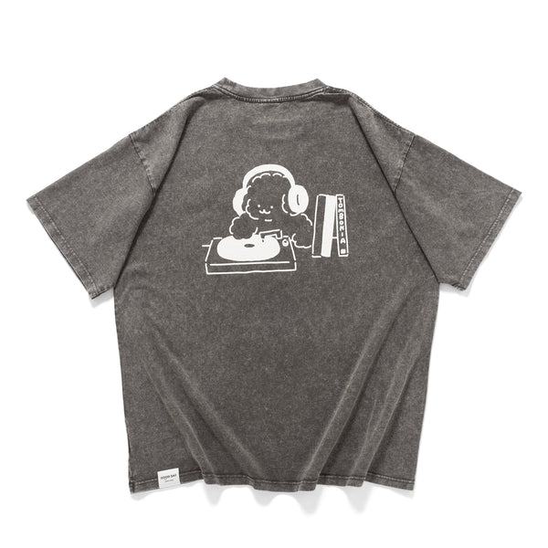 (EX594) Music Graphic Embroidery Washed Tee