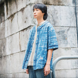(ST457) Jacquard Denim Baseball Shirt