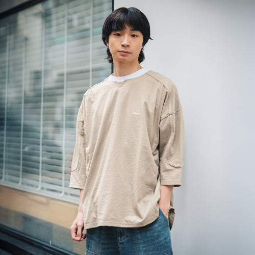 (TP1585) Cropped Sleeve Collar Tee