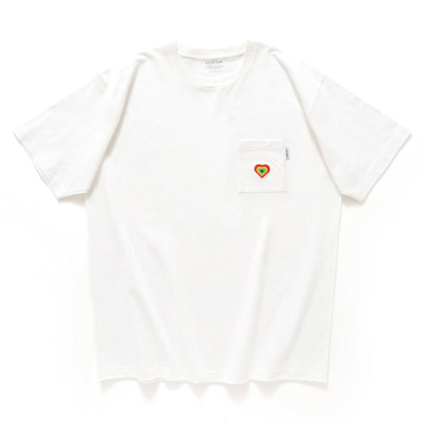 (ZT1165) Colorful Heart Embroidery Pocket Tee