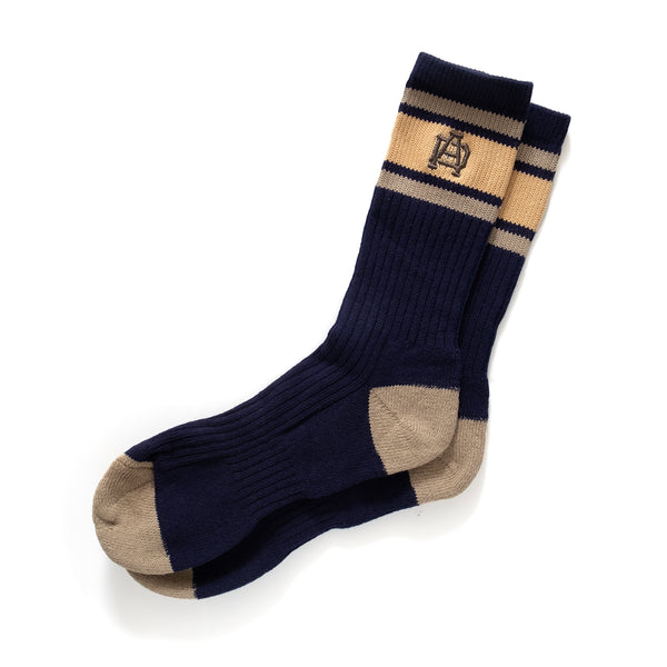 (SK087) College Colorblock Embroidery Socks