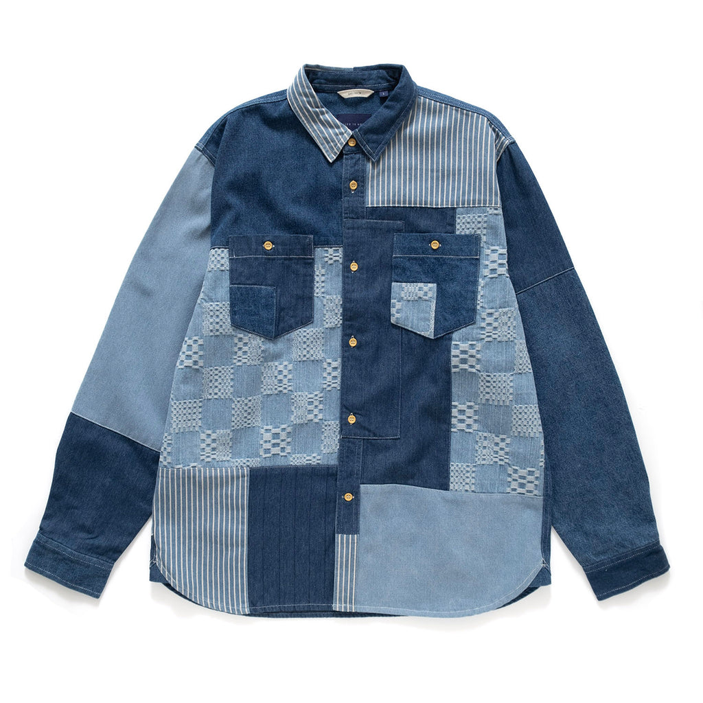 (ST308) Denim Patchwork Shirt