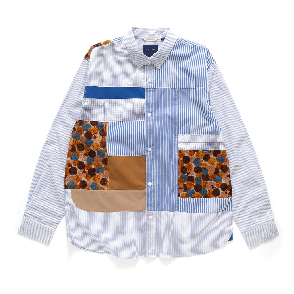 (ST312) Stripe Patchwork Shirt