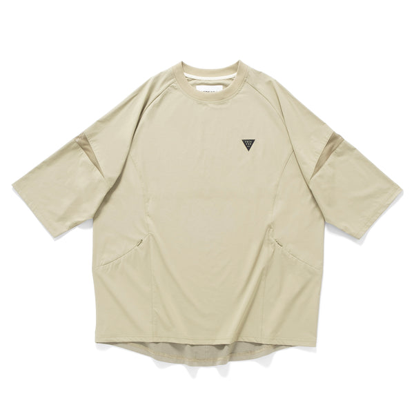 (TP1338) Contrast Cropped Sleeve Cool Touch Tech Tee