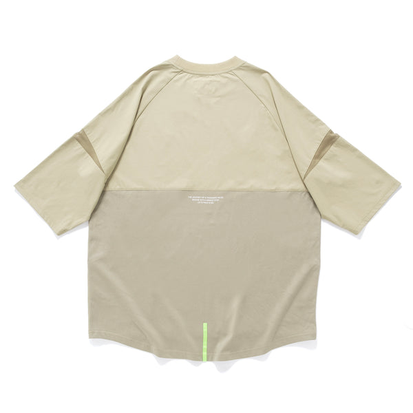 (TP1338) Contrast Cropped Sleeve Cool Touch Tech Tee