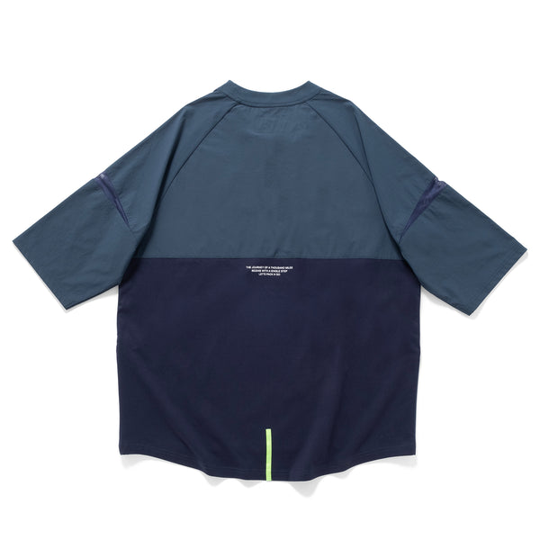 (TP1338) Contrast Cropped Sleeve Cool Touch Tech Tee