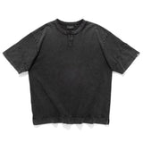 (TP1578) Washed Henley Neck Tee