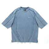 (TP1620) Wash Raw Edge Cropped Sleeve Tee
