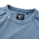 (TP1620) Wash Raw Edge Cropped Sleeve Tee