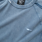 (TP1620) Wash Raw Edge Cropped Sleeve Tee