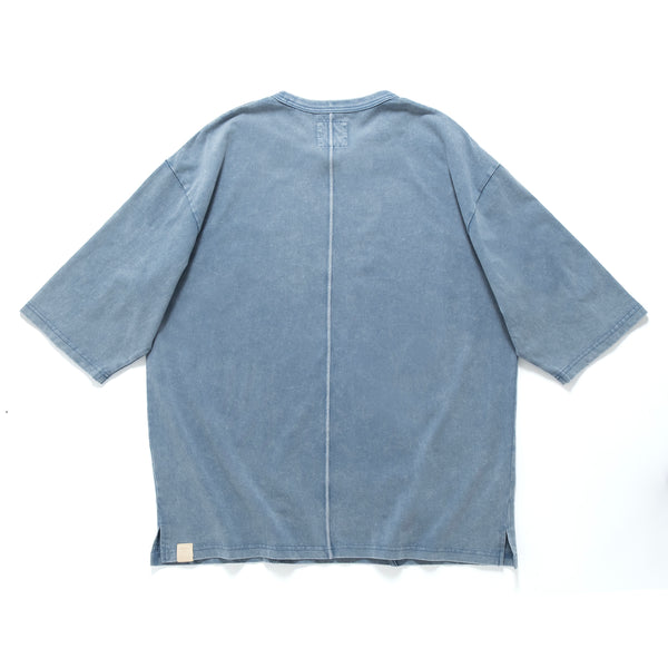 (TP1620) Wash Raw Edge Cropped Sleeve Tee
