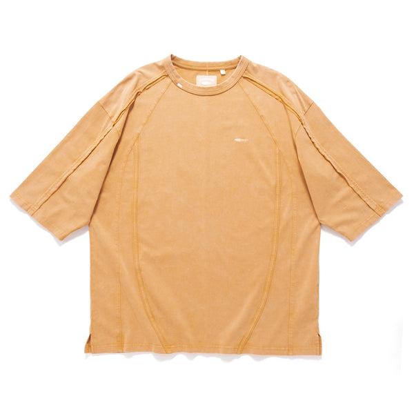 (TP1620) Wash Raw Edge Cropped Sleeve Tee