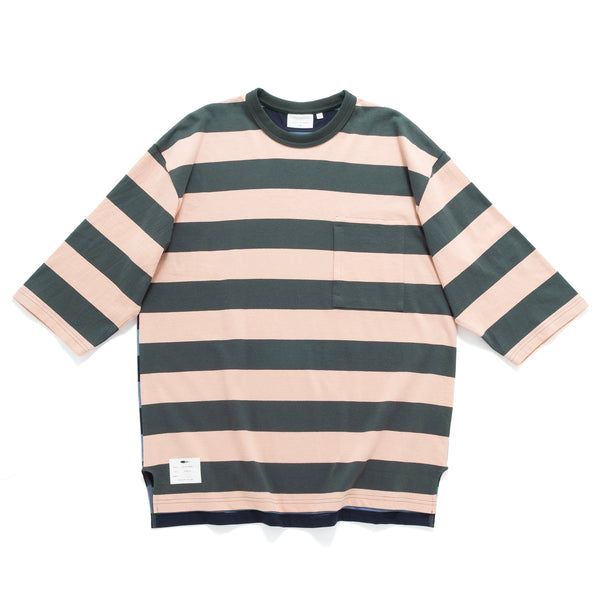 (TP1659) Stripe Contrast Tee